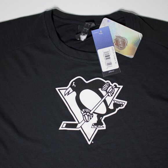 NWT Adidas Stadium Tee NHL Pittsburgh Penguins Black Short Sleeve Men Size L - Picture 2 of 9